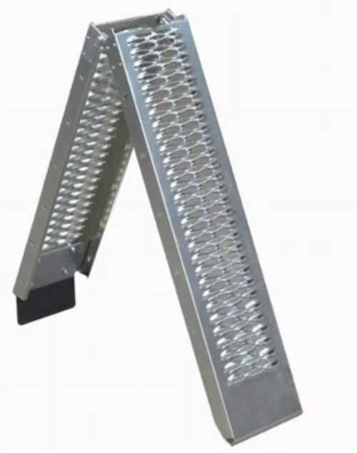 STEEL FOLDING LOADING RAMP FOR MOTORCYCLE, POLISHED STEEL - HARDLY USED