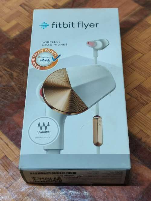 FITBIT FLYER WIRELESS HEADPHONES - WHITE AND BRONZE