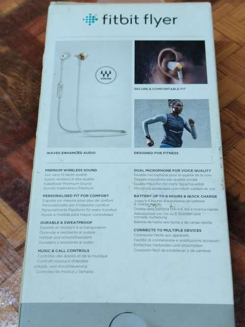 FITBIT FLYER WIRELESS HEADPHONES - WHITE AND BRONZE