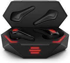 REDMAGIC TWS GAMING EARBUDS - BLACK WITH FLASHING RED LIGHTS.