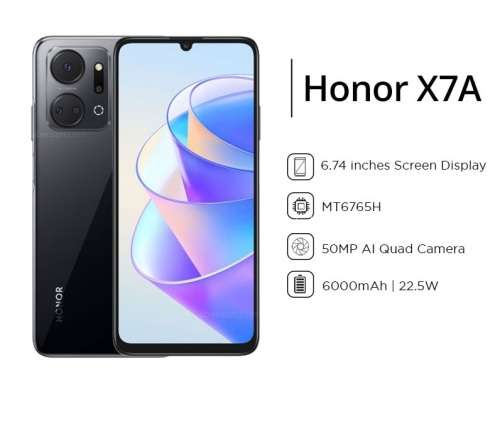 ***BARGAIN***HONOR X7A, DUAL SIM, 4GB/128GB, BOX, CHARGER, CABLE, POUCH AND EARPHONES, 10/10