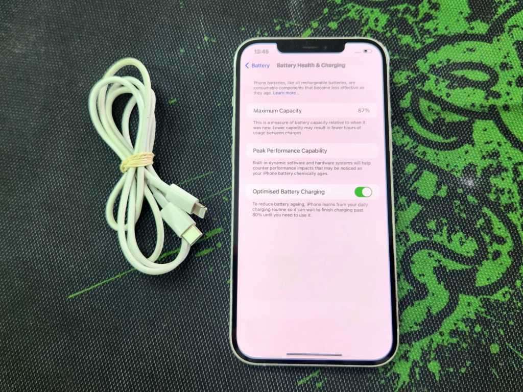 iPHONE 12 PRO MAX 512GB, CABLE AND POUCH, BH 87 PERCENT