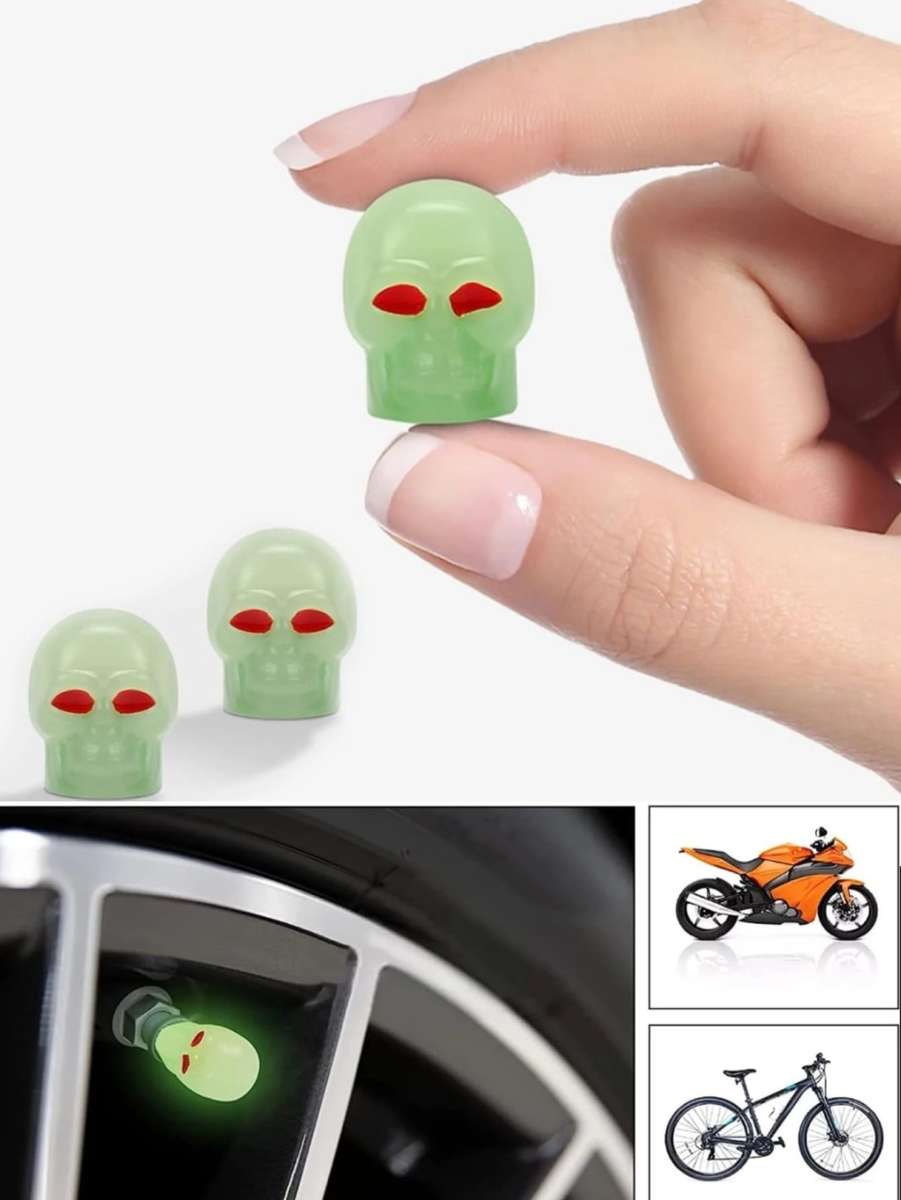 Luminous Skull Car Tire Valve Cap - Green