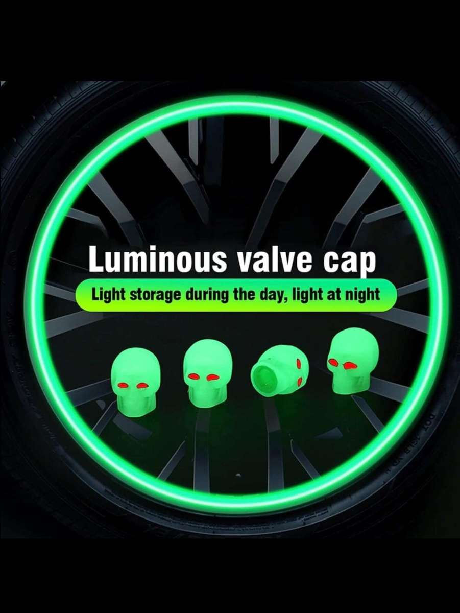 Luminous Skull Car Tire Valve Cap - Green