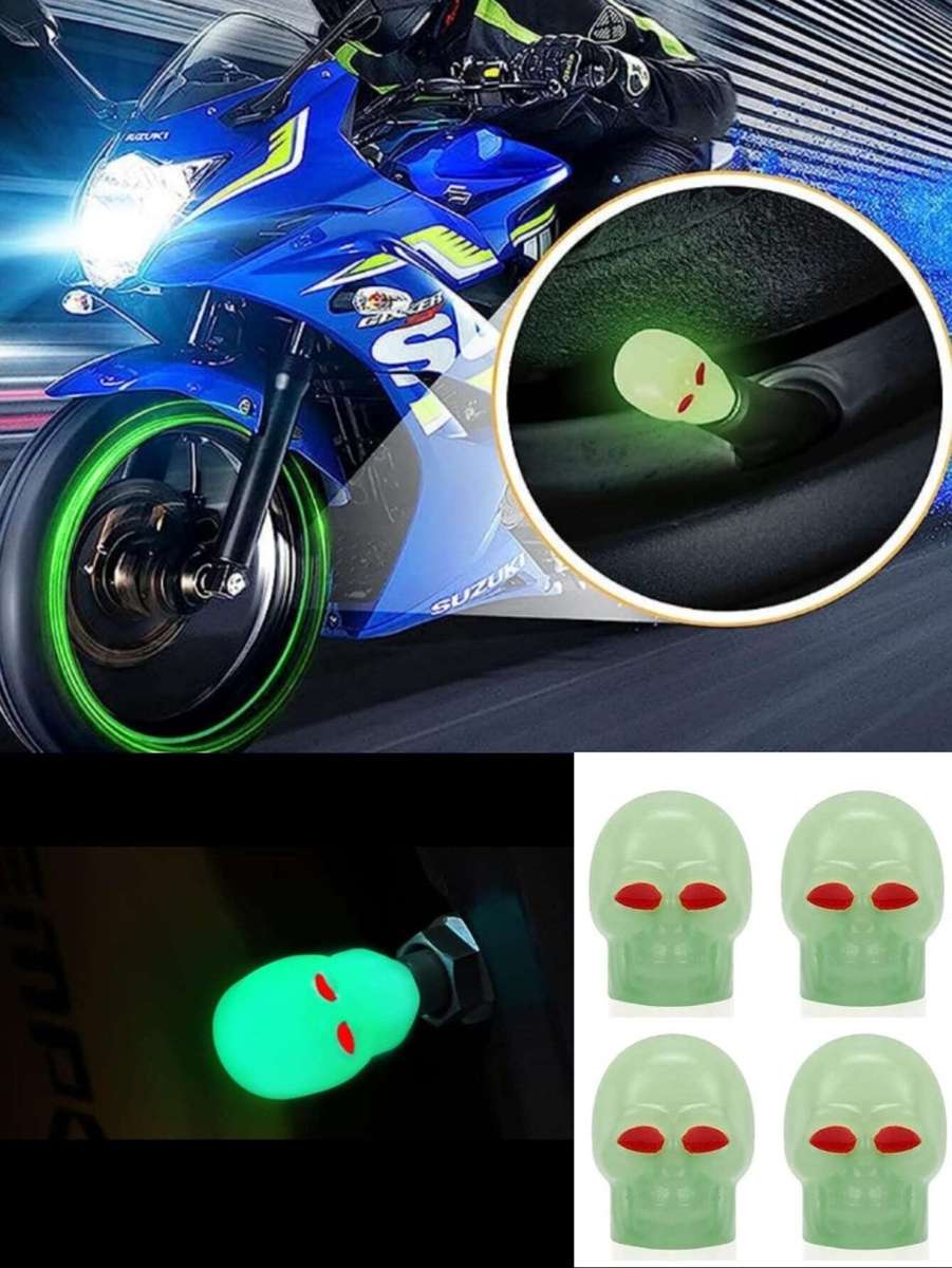 Luminous Skull Car Tire Valve Cap - Green