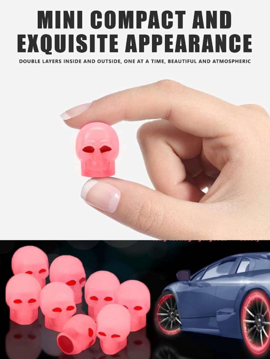Luminous Skull Car Tire Valve Cap - Pink