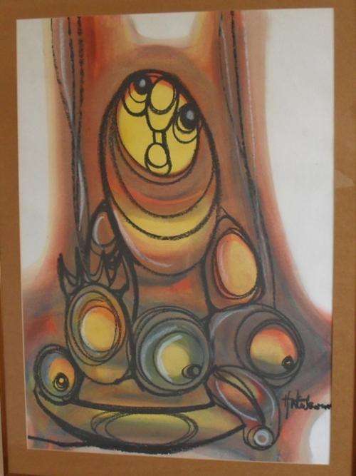 H. Ntukwana 1938-1999 Mixed Media behind Glass 48x68