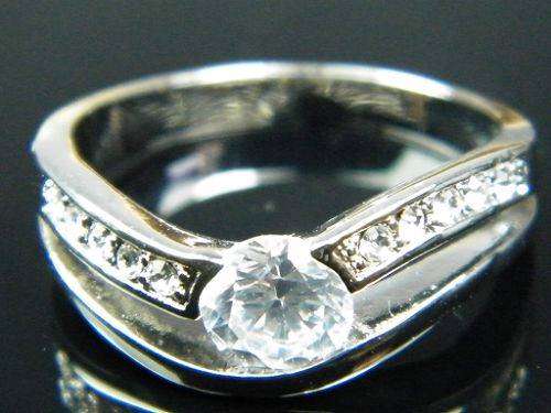 9K White Gold  White Sapphire Ring