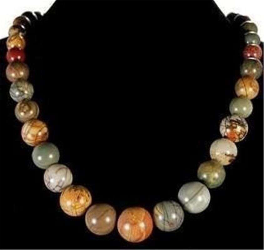 Natural 6-14mm Multicolor Picasso Jasper Necklace 18"