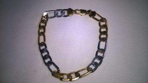 9K Yellow and white  Gold mens bracelet 7mm x 21 cm