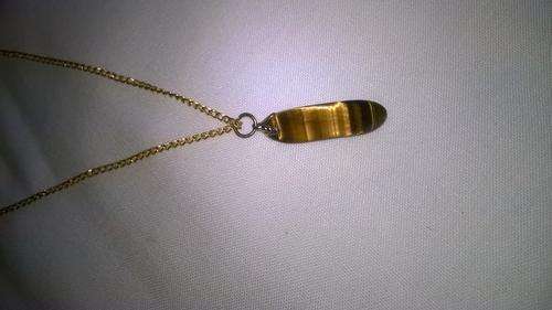 Gold Tiger Eye pendant free GP chain