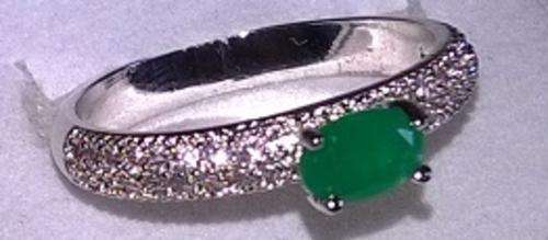 Emerald & Topaz  Silver stamped 925 Ring size P