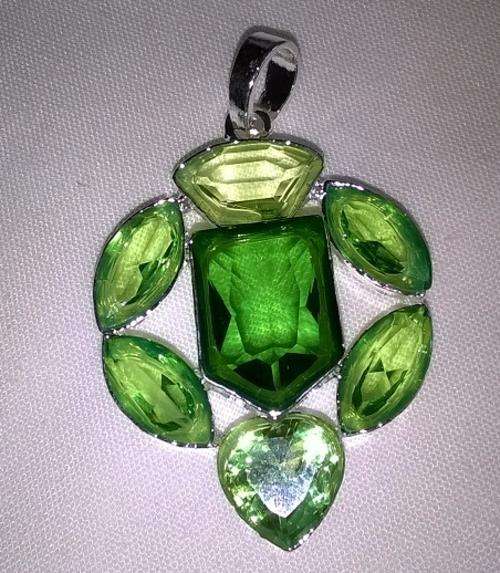 Emerald and Peridot Silver 925 stamped pendant