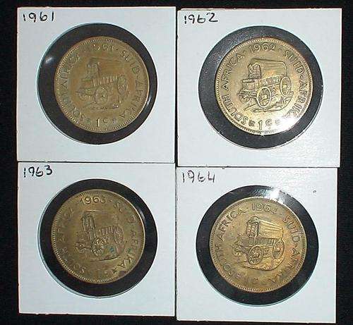 1961 1962 1963 1964 1 CENT PIECES @  R1 START  FOR ALL 4 COINS