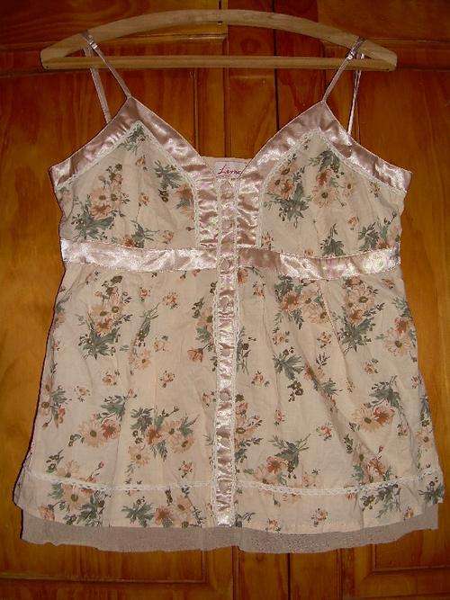 UK Import - LIME strap silk lace trim floral strap top Sz 14