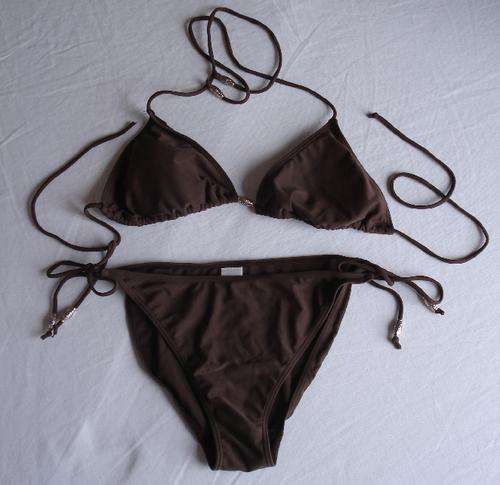 UK Import - RIVER ISLAND 2Piece choc brown tie bikini New size 16