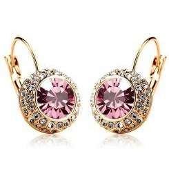 10 ON AUCTION LOCAL STOCK MADE WITH SWAROVSKI ELEMENTS CRYSTAL ROSE RED EARRING