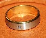 Stainless Steel & Gold Plated Men's Ring - One Cubic Zirconia: Size 9