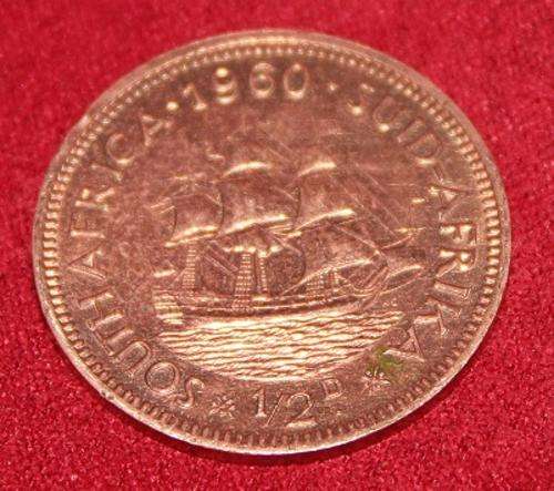 1960, Half Penny - Queen Elizabeth II, Regina Series. *** Last issue of the halfpenny.