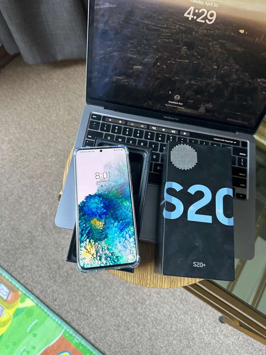 Refurbished Samsung Galaxy S20 Plus Cloud Blue (128GB) In Excellent Condition +Box + Accessories