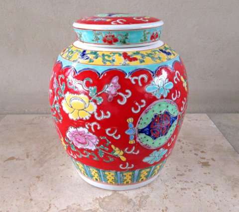 Ginger Jar - red floral