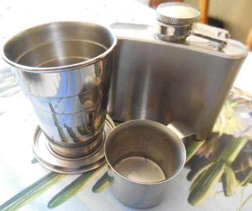 Small Hip Flask Keyring Cup & Tot Measure