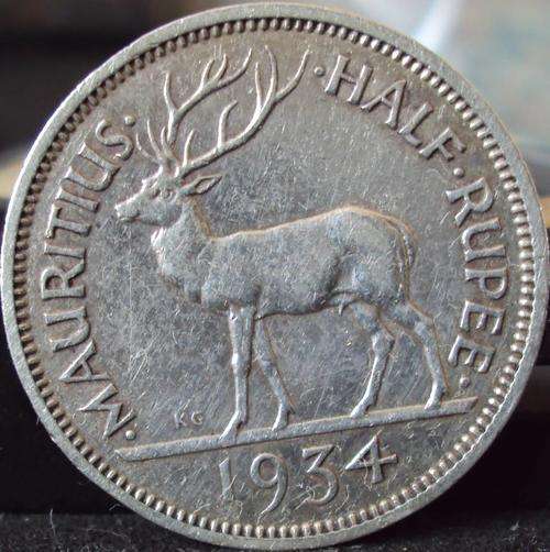 1934 MAURITIUS 1/2 RUPEE