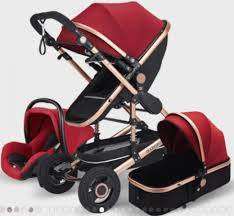 Baby Pram Stroller - 3 Function Foldable Baby Pram with Car Seat- MAROON