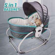 5 In 1 Newborn Baby Rocker Bassinet Bouncer Toddler Music Chair With Toy