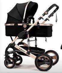 Belecoo Brand 3 in 1 Baby Stroller With Car Seat- Black And Gold