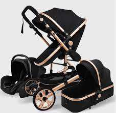 Belecoo Brand 3 in 1 Baby Stroller With Car Seat- Black And Gold