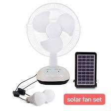 30CM SOLAR FAN...RECHARGEABLE INTERNAL BATTERY...AC/DC INPUT...2 LED BULBS & BUILT IN NIGHT LIGHT