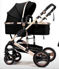 Belecco 3 in 1 Baby Stroller With Car Seat- Black And Gold
