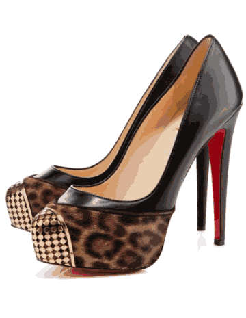 Christian Laboutin - Black and leopard peep toe Red Sole