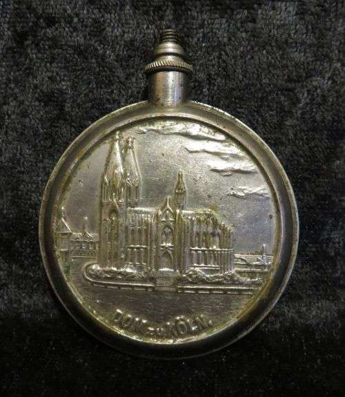 Vintage German Dom Zu Koln Cathedral Souvenir Metal Perfume Bottle