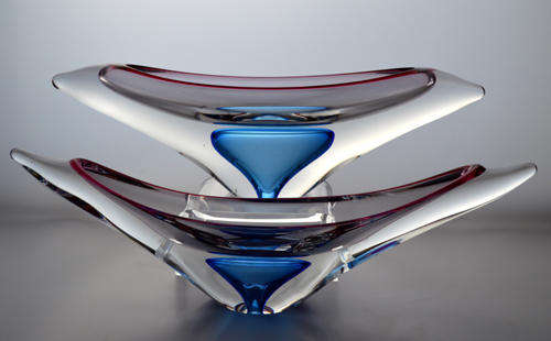 ** DAZZLINGLY BEAUTIFUL MODERN CZECH ART GLASS BOWL DESIGNED BY PROF JOSEF HOSPODKA