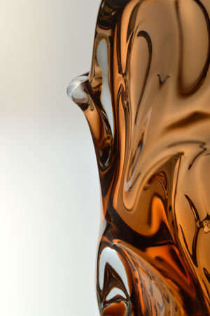 * BARGAIN!!! DAZZLING, AMBER & TRANSPARENT HEAVY SKRDLOVICE VASE, DESIGNED BY JAN BERANEK (1933-)