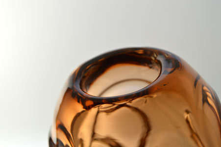 * BARGAIN!!! DAZZLING, AMBER & TRANSPARENT HEAVY SKRDLOVICE VASE, DESIGNED BY JAN BERANEK (1933-)