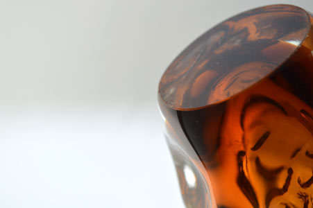 * BARGAIN!!! DAZZLING, AMBER & TRANSPARENT HEAVY SKRDLOVICE VASE, DESIGNED BY JAN BERANEK (1933-)