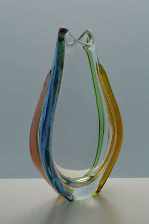 * A MAGNIFICENT & MOST ELEGANT CZECH ART GLASS VASE DESIGNED BY FRANTISEK ZEMEK FOR MSTISOV