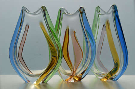 * A MAGNIFICENT & MOST ELEGANT CZECH ART GLASS VASE DESIGNED BY FRANTISEK ZEMEK FOR MSTISOV
