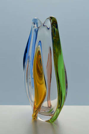 * A MAGNIFICENT & MOST ELEGANT CZECH ART GLASS VASE DESIGNED BY FRANTISEK ZEMEK FOR MSTISOV