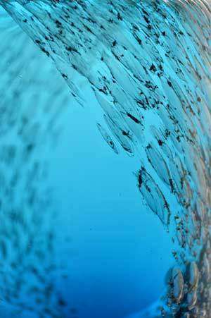 LARGE COBALT BLUE WITH AIR BUBBLES : A 70s BEAUTY DESIGNED BY HEINRICH LOFFELHART FOR SCHOTT ZWIESEL