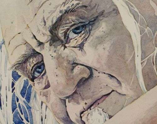 WALTER BATTISS (1906-1982) : SELF PORTRAIT : FRAMED AND MOUNTED SCREENPRINT : ALPHA BATT 155