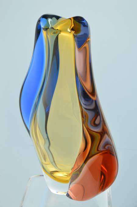 * FAMOUS & MAGNIFICENT ICON OF CZECH ART GLASS, ELEGANT VASE DESIGNED BY HANA MACHOVSKA FOR MSTISOV
