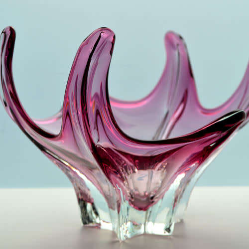 * SENSATIONAL TOP QUALITY MURANO BOWL - MID CENTURY ART GLASS AT ITS BEST! WITH ORIGINAL LABEL!!