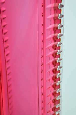 A BEAUTIFUL PINK AND CLEAR HAND-CUT CZECH ART GLASS SCULPTURAL VASE : A GIFT AT THIS STARTING PRICE!