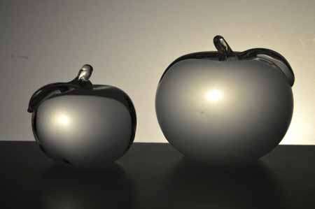 * SIMON PEARCE (IRISH-AMERICAN) TWO MAGNIFICENT PAPERWEIGHTS OF CLEAR GLASS, THE LARGER ONE SIGNED *