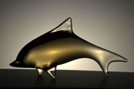 ELEGANT EARLY 1970s ZBS CZECH ART GLASS SCULPTURE OF A DOLPHIN, DESIGNED MILOSLAV JANKU (1916-1994)
