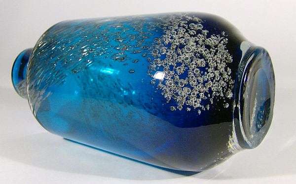 LARGE COBALT BLUE WITH AIR BUBBLES : A 70s BEAUTY DESIGNED BY HEINRICH LOFFELHART FOR SCHOTT ZWIESEL